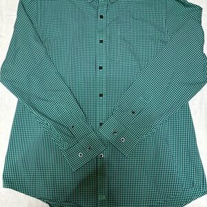 Cutter & Buck Teal and White Gingham Button-Down Shirt